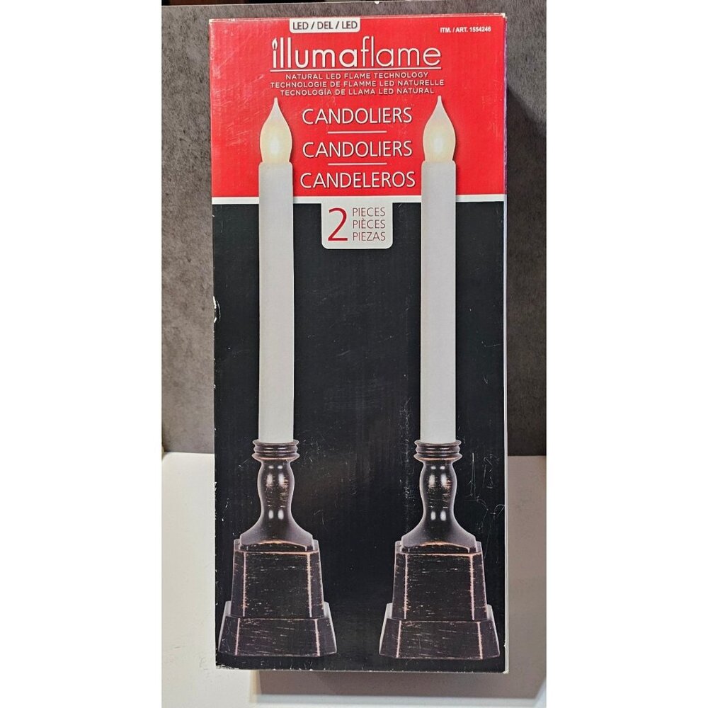Illumaflame LED Flickering Candles With Black Distressed Bases 2-Piece Set Preow